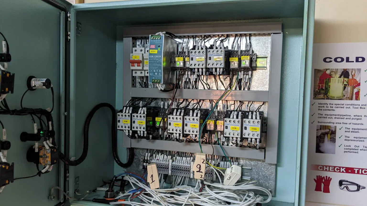 A bunch of wires are connected to the electrical box.