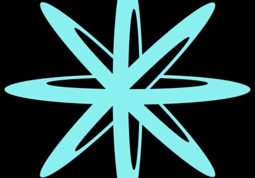 Cyan eight-pointed stylized star on black